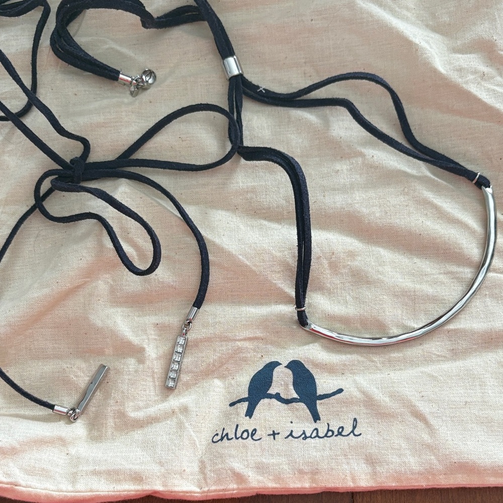 Chloe + Isabel Navy Choker Necklace Set with Silver Accents